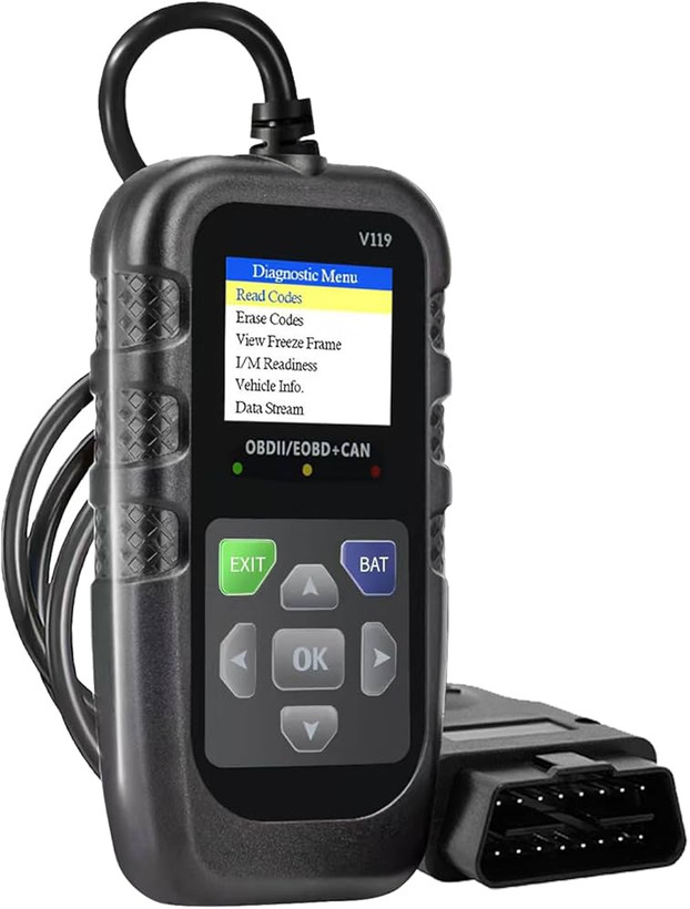 دیاگ OBD2 خودرو، ابزار تشخیصی، کدخوان، تستر ولتاژ، کد خطای چراغ چک موتور، OBD2/EOBD برای پروتکل OBDII خودرو و کامیون مدل V119