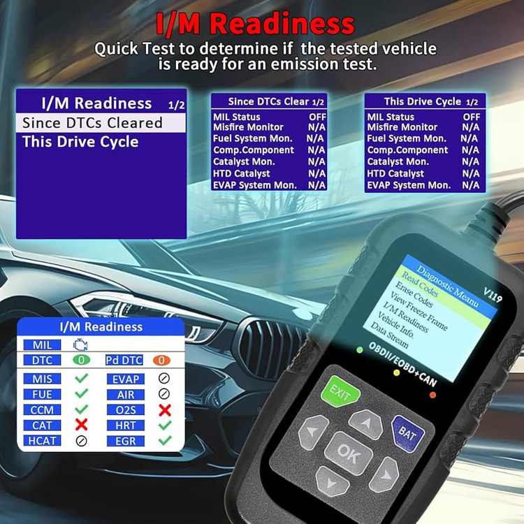 دیاگ OBD2 خودرو، ابزار تشخیصی، کدخوان، تستر ولتاژ، کد خطای چراغ چک موتور، OBD2/EOBD برای پروتکل OBDII خودرو و کامیون مدل V119
