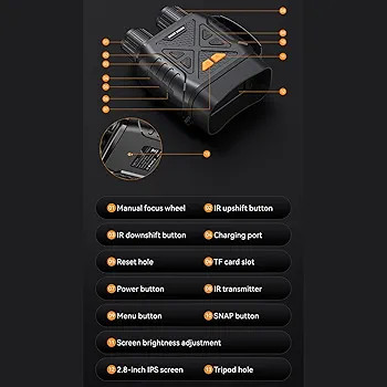 دوربین شکاری دید در شب شارژی ،با کیفیت تصویر FHD بزرگنمایی دیجیتالی با برد 300 تا 500 متر در شب ،قابلیت عکسبرداری و تصویر برداری و ذخیره روی مموری رم