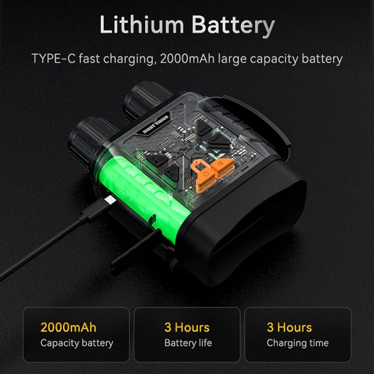 دوربین شکاری دید در شب شارژی ،با کیفیت تصویر FHD بزرگنمایی دیجیتالی با برد 300 تا 500 متر در شب ،قابلیت عکسبرداری و تصویر برداری و ذخیره روی مموری رم