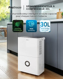 رطوبتگیر کمپرسور هوشمند Pro Breeze با ظرفیت 30 لیتر در روز، دارای اپلیکیشن گوشی هوشمند، وایفای، تخلیه مداوم، مخزن آب 4 لیتری و تایمر 24 ساعته - جاذب رطوبت و کپک قابل حمل