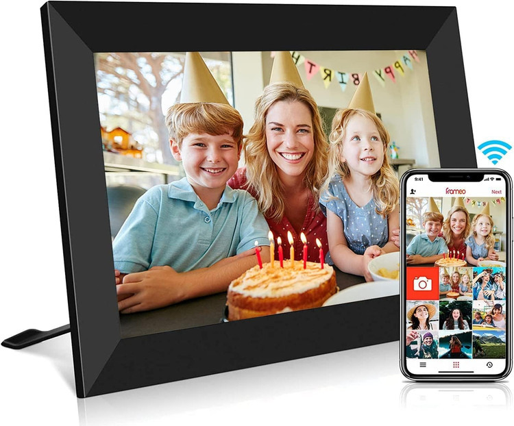 قاب عکس دیجیتال FRAMEO، وایفای ۱۰.۱ اینچ، صفحه نمایش لمسی HD IPS LCD، حافظه ۳۲ گیگابایت، چرخش خودکار، قابل نصب روی دیوار، راهاندازی آسان برای اشتراکگذاری عکسها و ویدیوها از طریق برنامه رایگان از هر کجا -- مدل zn-dp1002