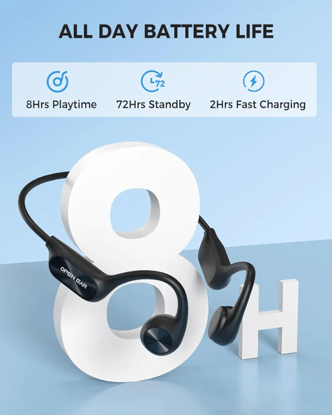 هدفون القایی استخوانی OPEN EAR مدل A9 ضدآب (IPX8) با 32 گیگ حافظه داخلی (بار آمازون)