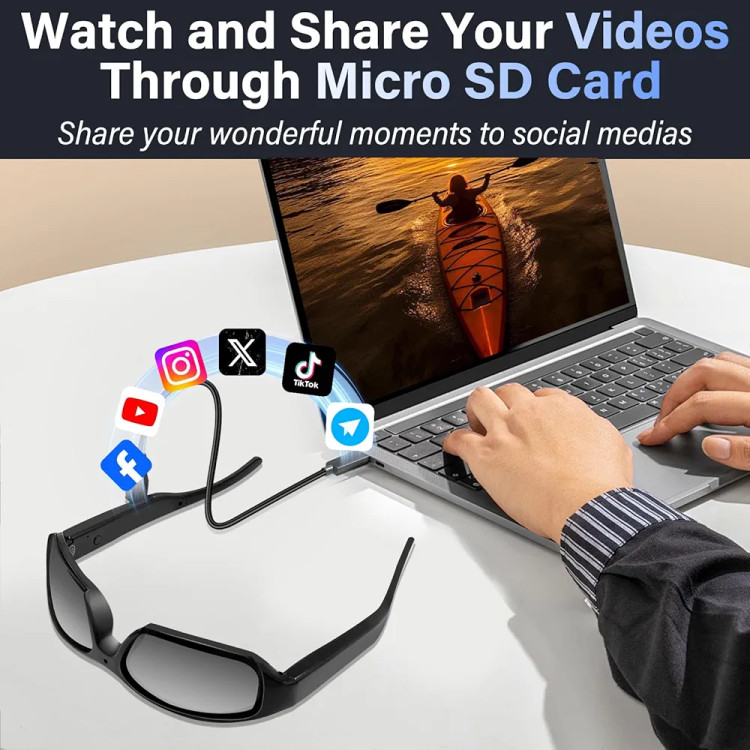 عینک دودی uv دوربیندار HD - ثبت لحظات با کیفیت بالای صدا و تصویر