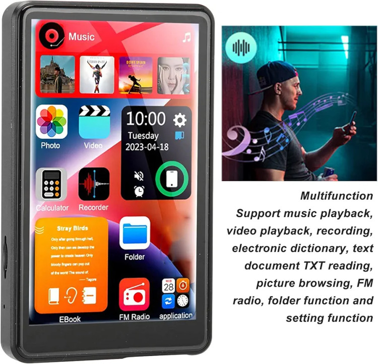 پخش کننده موسیقی و فیلم MP3,MP4 پلیر با صفحه نمایش لمسی 4 اینچی،باوضوح تصویر 1080p دارای 16 گیگ حافظه داخلی و یک رم خارجی 64 گیگ روی آن مدل X20