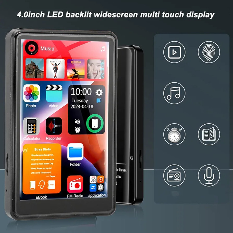 پخش کننده موسیقی و فیلم MP3,MP4 پلیر با صفحه نمایش لمسی 4 اینچی،باوضوح تصویر 1080p دارای 16 گیگ حافظه داخلی و یک رم خارجی 64 گیگ روی آن مدل X20