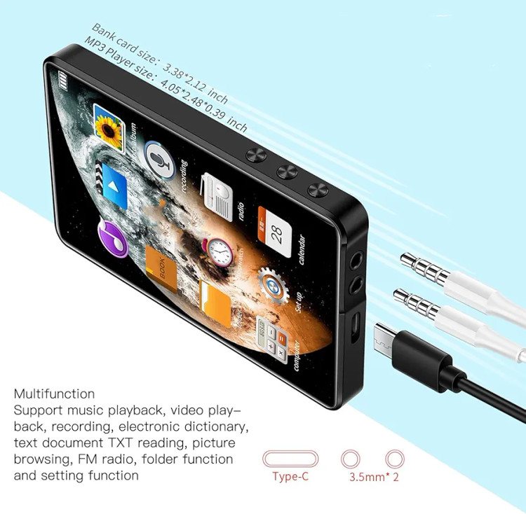 پخش کننده موسیقی و فیلم MP3,MP4 پلیر با صفحه نمایش لمسی 4 اینچی،باوضوح تصویر 1080p دارای 16 گیگ حافظه داخلی و یک رم خارجی 64 گیگ روی آن مدل X20