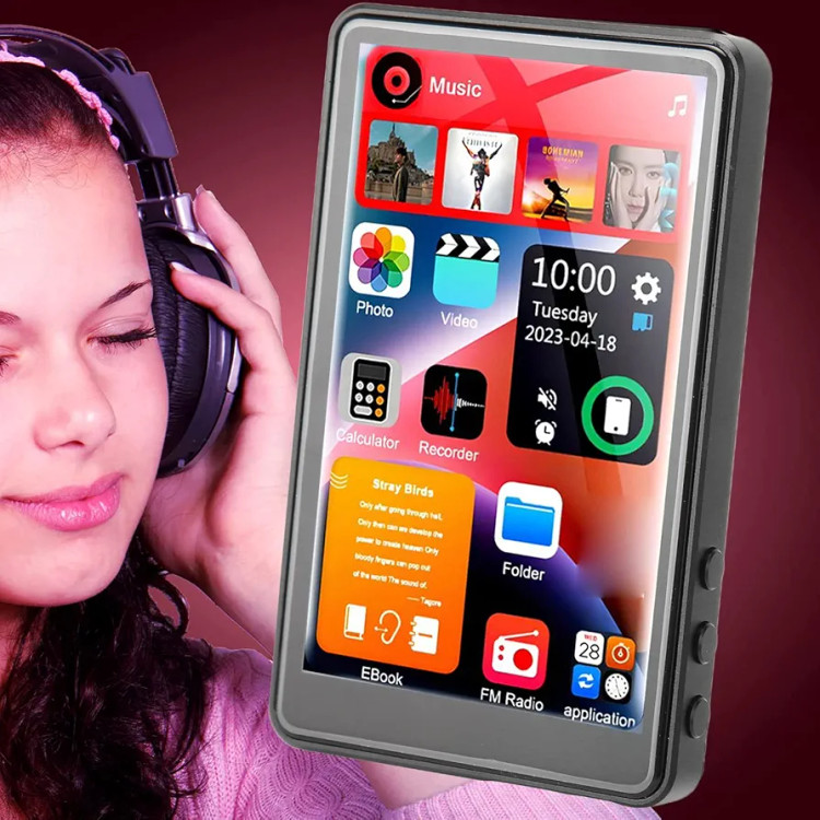 پخش کننده موسیقی و فیلم MP3,MP4 پلیر با صفحه نمایش لمسی 4 اینچی،باوضوح تصویر 1080p دارای 16 گیگ حافظه داخلی و یک رم خارجی 64 گیگ روی آن مدل X20