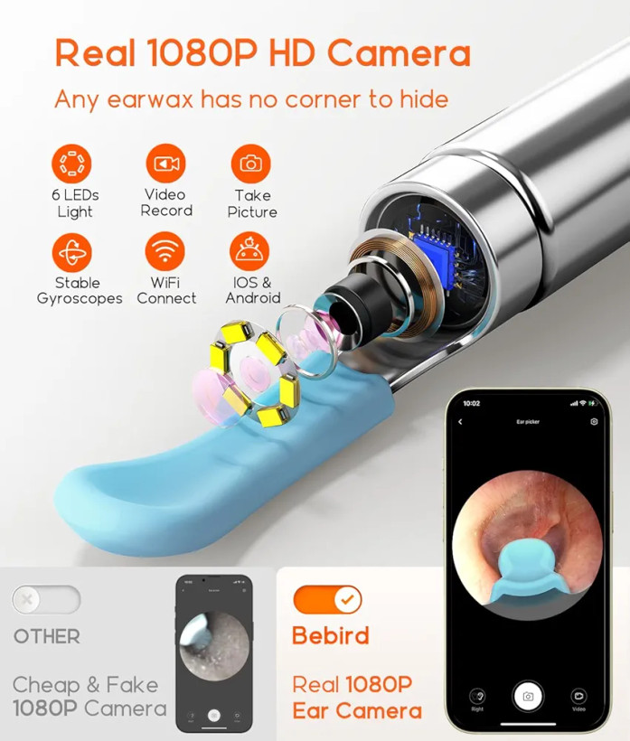 گوش پاک کن هوشمند دوربین دار برند bebird مدل R1