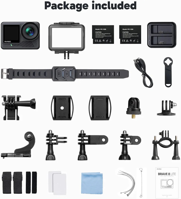 دوربین اکشن BRAVE 8 LITE 4K 60FPS و مجموعه لوازم جانبی فوق العاده ضمانت ۱۲ ماهه AKASO(خرید مستقیم از آمازون)