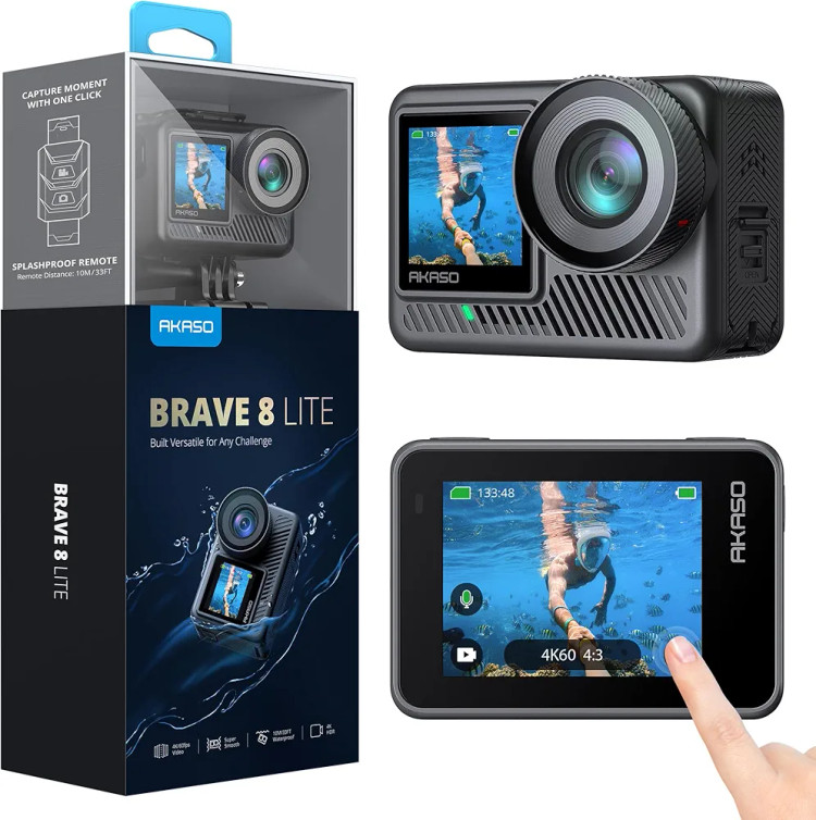 دوربین اکشن BRAVE 8 LITE 4K 60FPS و مجموعه لوازم جانبی فوق العاده ضمانت ۱۲ ماهه AKASO(خرید مستقیم از آمازون)