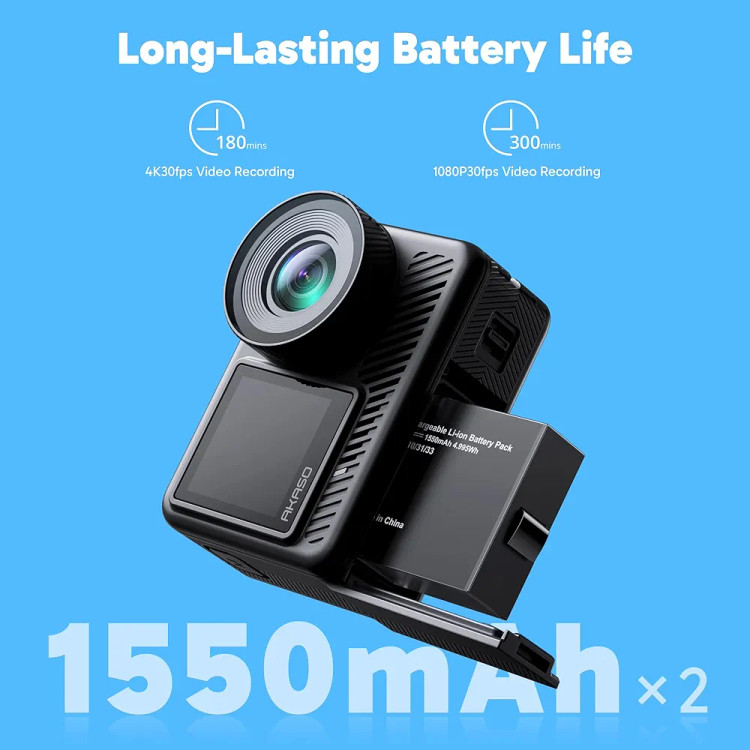 دوربین اکشن BRAVE 8 LITE 4K 60FPS و مجموعه لوازم جانبی فوق العاده ضمانت ۱۲ ماهه AKASO(خرید مستقیم از آمازون)