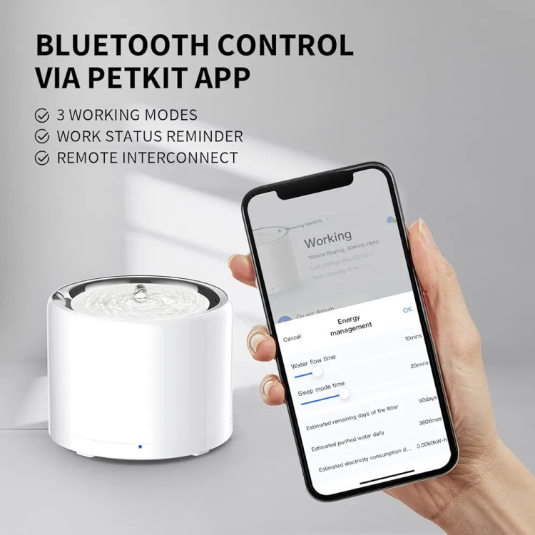 ظرف آب اتوماتیک سگ و گربه ۱.۸ لیتری استیل ضد زنگ برند PETKIT مدل Eversweet 3 Pro