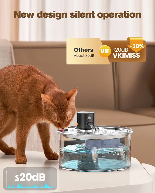 آبخوری اتوماتیک سگ و گربه (بیسیم) 3.2 لیتری با ظرف استیل سنسور حرکتی برند VKIMISS