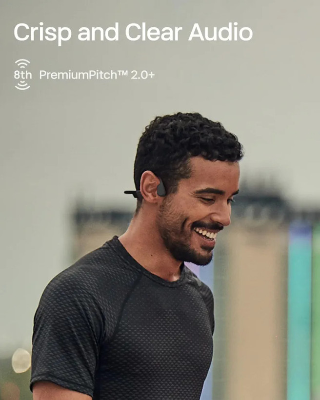 SHOKZ OpenRun هدفون استخوانی بلوتوثی ورزشی، بدون پوشش گوش، ضد عرق، ۸ ساعت پخش، با میکروفون – مشکی