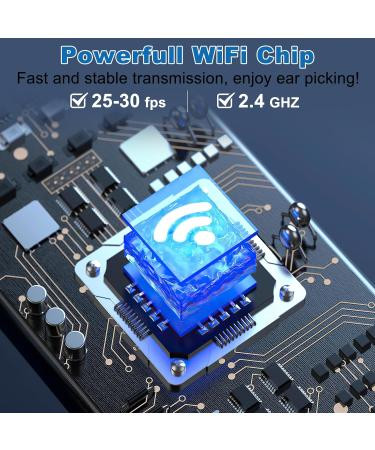 کیت تمیزکننده جرم گوش با دوربین Wolady، اوتوسکوپ بیسیم با کیفیت 1080P FHD، ضدآب IP64 با ۶ چراغ LED، قطر ۳.۶ میلیمتر، قابلحمل و سازگار با آیفون، آیپد و گوشیهای اندروید