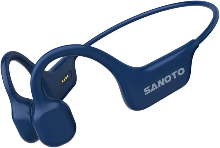 هدفون انتقال صدا از طریق استخوان SANOTO، هدفون Open Ear با بلوتوث 5.3، بیسیم، ضدآب و ضدتعریق IPX7، مناسب دویدن، دوچرخهسواری و ورزش (آبی)