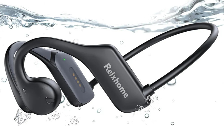 هدفون استخوانی (Bone Conduction) | مجهز به بلوتوث ۵.۳ و پخشکننده MP3 با حافظه ۳۲ گیگابایت | استاندارد ضدآب IPX8 | کاملاً ایدهآل برای شنا و دویدن