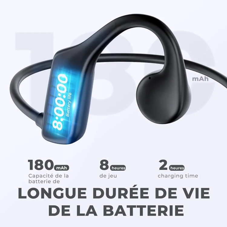 هدفون استخوانی (Bone Conduction) | مجهز به بلوتوث ۵.۳ و پخشکننده MP3 با حافظه ۳۲ گیگابایت | استاندارد ضدآب IPX8 | کاملاً ایدهآل برای شنا و دویدن