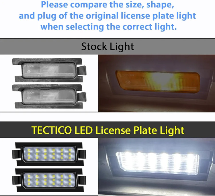لامپ LED چراغ پلاک عقب TECTICO – نور سفید روشن SMD – مناسب چراغ پلاک هیوندای i30 CW / GD هاچبک ۵ در، النترا GT، کیا Pro Ceed – بسته ۲ عددی 🚗💡