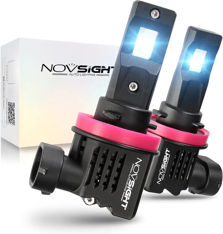 لامپهای الایدی هدلایت (زنون) برند نووسایت (NOVSIGHT) مدل /H9 | طراحی فوقکوچک (Mini Size) | مناسب برای نور پایین (Low Beam) و چراغ مهشکن (Fog Light) | نور سفید یخی ۶۰۰۰ کلوین | دارای فن خنککننده داخلی | 12 ولت 65 وات