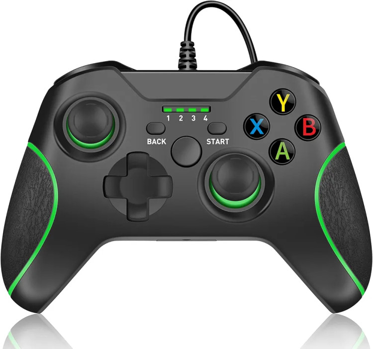 دسته بازی سیمی USB مخصوص ایکسباکس وان | گیمپد و جویپد سازگار با مایکروسافت Xbox One / X / S / Elite و کامپیوتر (ویندوز ۷/۸/۱۰) - رنگ مشکی