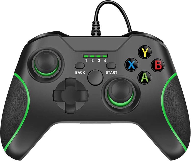دسته بازی سیمی USB مخصوص ایکسباکس وان | گیمپد و جویپد سازگار با مایکروسافت Xbox One / X / S / Elite و کامپیوتر (ویندوز ۷/۸/۱۰) - رنگ مشکی