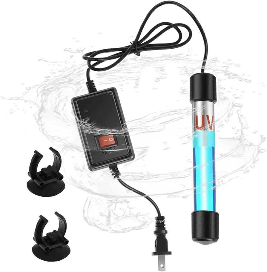 لامپ استریل‌کننده UV آکواریوم ۵ وات آکوالایت (AquaLight) | ضد جلبک و شفاف‌ساز آب(به همراه پایه مکنده)((این لامپ برای برق ۱۱۰ ولت طراحی شده،برای استفاده باید یک مبدل ۱۱۰ به ۲۲۰ ولت تهیه کنید))