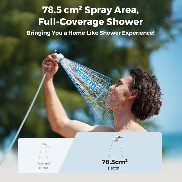 دوش قابلحمل شارژی پر قدرت FLEXTAILGEAR Tiny Shower، دوش شارژی کمپینگ و فضای باز، پمپ آب ضدآب برای کوهنوردی، شستوشوی خودرو و حیوانات خانگی، مناسب سفر و ساحل
