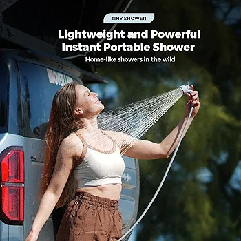 دوش قابلحمل شارژی پر قدرت FLEXTAILGEAR Tiny Shower، دوش شارژی کمپینگ و فضای باز، پمپ آب ضدآب برای کوهنوردی، شستوشوی خودرو و حیوانات خانگی، مناسب سفر و ساحل
