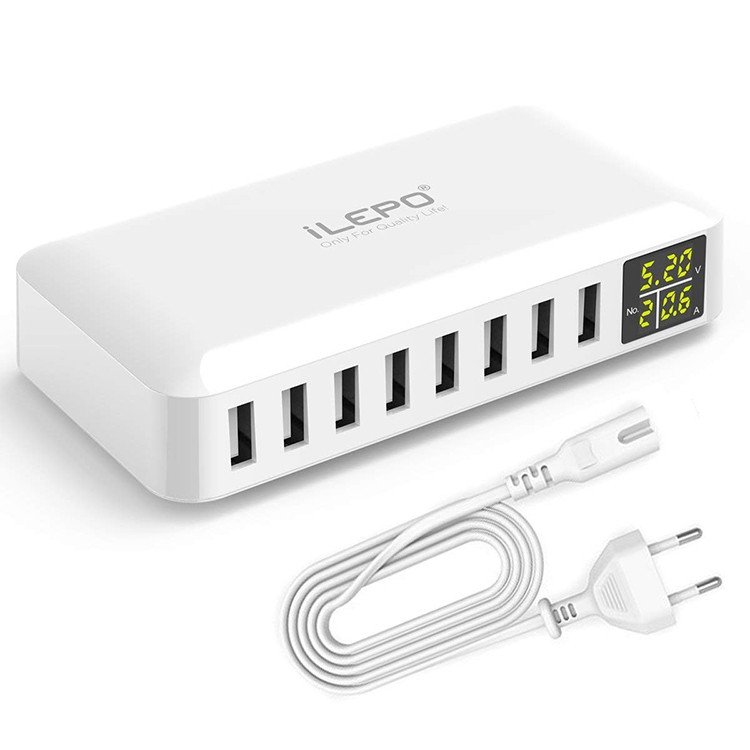 شارژ 8پورت USBبا نمایشگر LCDمدلi6 توان 40وات برند