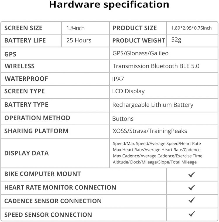 کامپیوتر دوچرخه GPS برند XOSS مدل G+، کامپیوتر دوچرخهسواری دارای بلوتوث و ANT+، سرعتسنج و کیلومترشمار بیسیم دوچرخه با صفحه نمایش LCD، ردیاب ضد آب کوهستان، مناسب برای تمامی دوچرخهها و دوچرخههای برقی (پشتیبانی از اپلیکیشن XOSS).