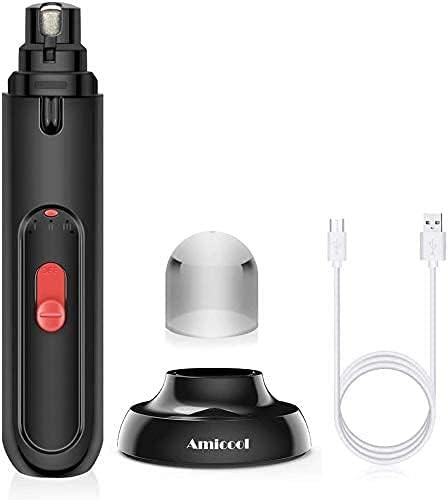 سوهان ناخن سگ Amicool دارای چراغ LED، دستگاه سوهان ناخن سگ، قابل شارژ با USB، سوهان ناخن مناسب برای حیوانات خانگی کوچک/متوسط/بزرگ با ۳ پورت سوهانکاری.