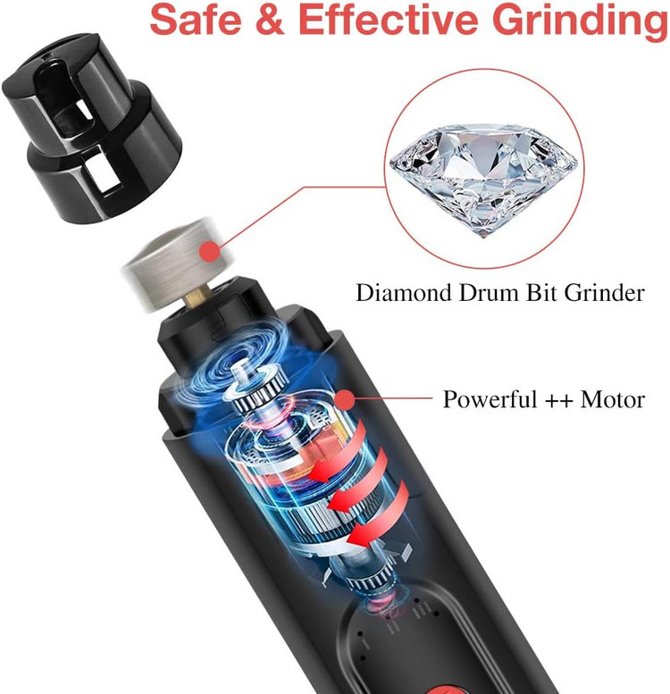 سوهان ناخن سگ Amicool دارای چراغ LED، دستگاه سوهان ناخن سگ، قابل شارژ با USB، سوهان ناخن مناسب برای حیوانات خانگی کوچک/متوسط/بزرگ با ۳ پورت سوهانکاری.