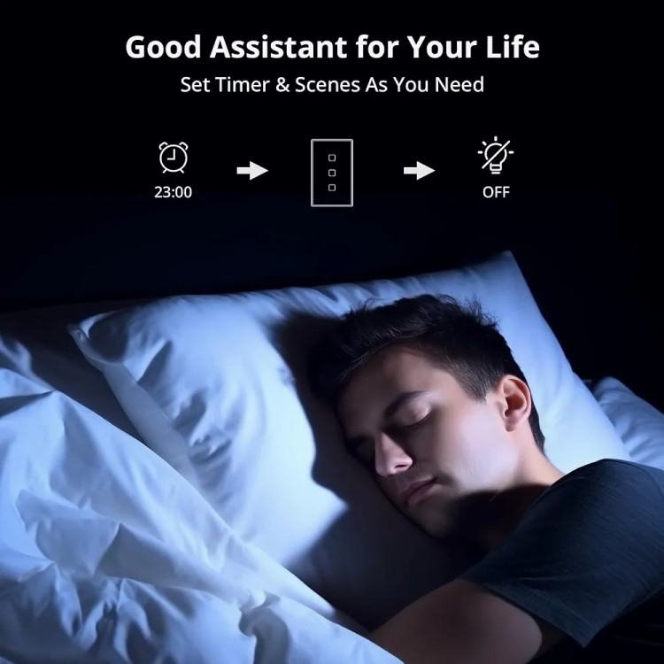 کلید لمسی هوشمند SONOFF TX T2 تک پل Wi-Fi با ریموت RF433 و کنترل صوتی(رنگ مشکی)