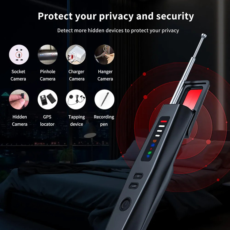 دستگاه آشکارساز دوربین مخفی و ردیاب GPS ،تشخیص شنود مدل پرتابل با قابلیت تشخیص میدان مغناطیسی