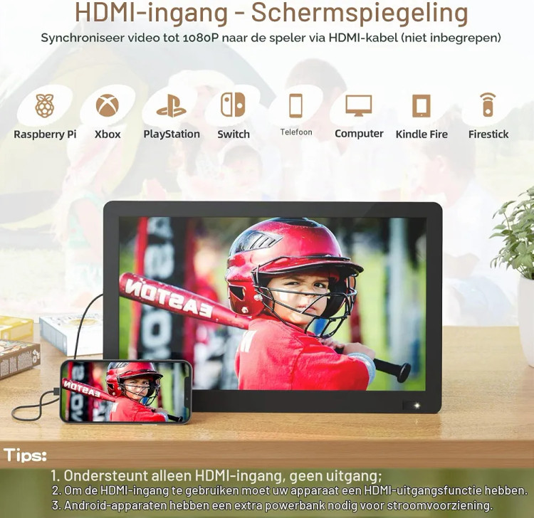 تلویزیون قابلحمل ۱۴ اینچی شارژی Desobry با آنتن، گیرنده دیجیتال DVB-T2 ، نمایشگر LCD با وضوح 1080P، پایه داخلی و ورودیهای HDMI، USB و AV