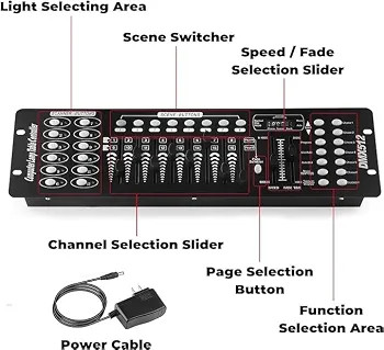 کنترلر DMX مدل Zq12001 برای برنامهریزی و ویرایش افکتهای نورپردازی صحنه، کنسول کنترل نور DMX 512 مخصوص دیجی، مناسب اجراهای موسیقی، مهمانیها، نمایشهای نوری،