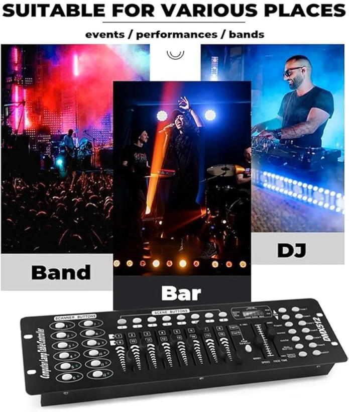 کنترلر DMX مدل Zq12001 برای برنامهریزی و ویرایش افکتهای نورپردازی صحنه، کنسول کنترل نور DMX 512 مخصوص دیجی، مناسب اجراهای موسیقی، مهمانیها، نمایشهای نوری،