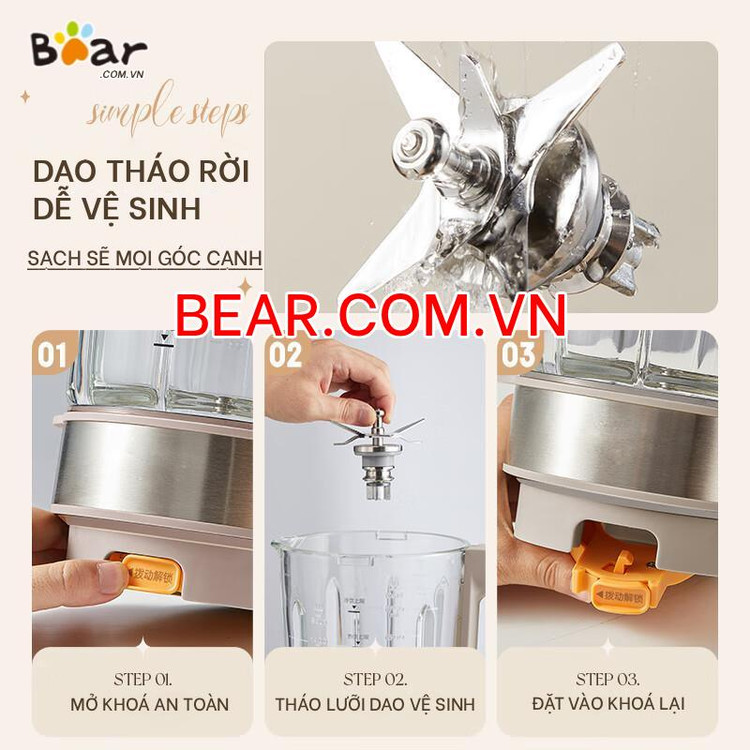 غذا ساز دستگاه مخلوطکن و شیرساز دانههای گیاهی و میوه و سبزیجات Bear مدل PBJ-D08T1،