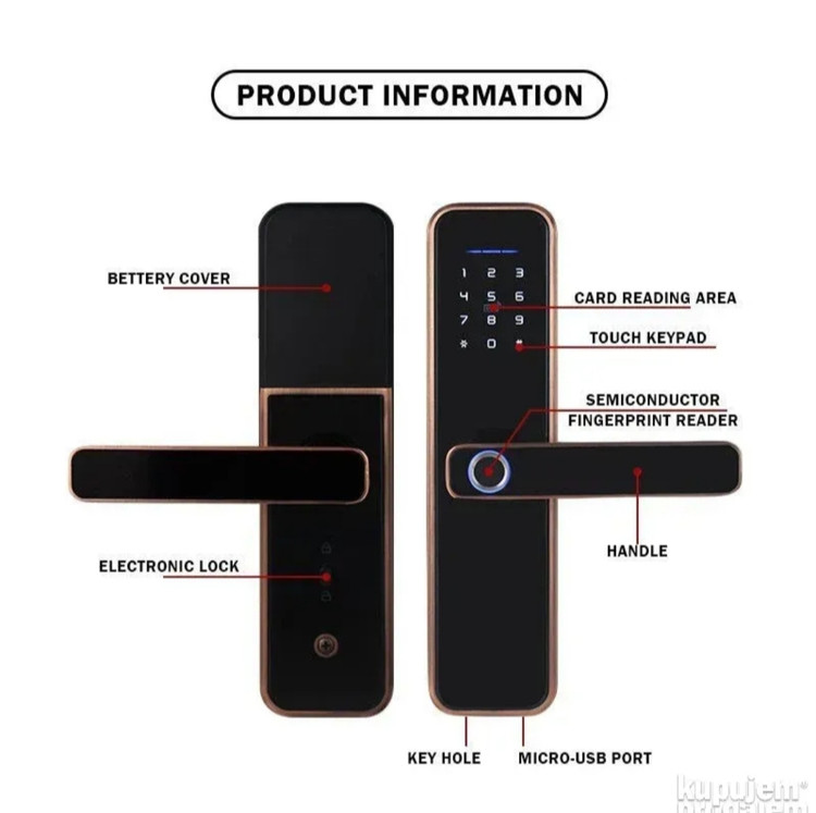 قفل هوشمند درب SMART BRAVA X5 مدل TT-LOCK BK با اثر انگشت، رمز و اپلیکیشن