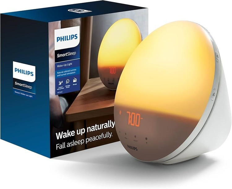ساعت بیدارباش ,چراغ خواب هوشمند شبیهساز طلوع و غروب خورشید Philips SmartSleep Wake-up Light اورجینال برند فیلیپس مدل HF3520/01